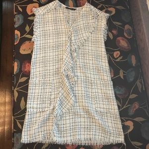 Zara Gray Plaid Tweed Frilled Dress